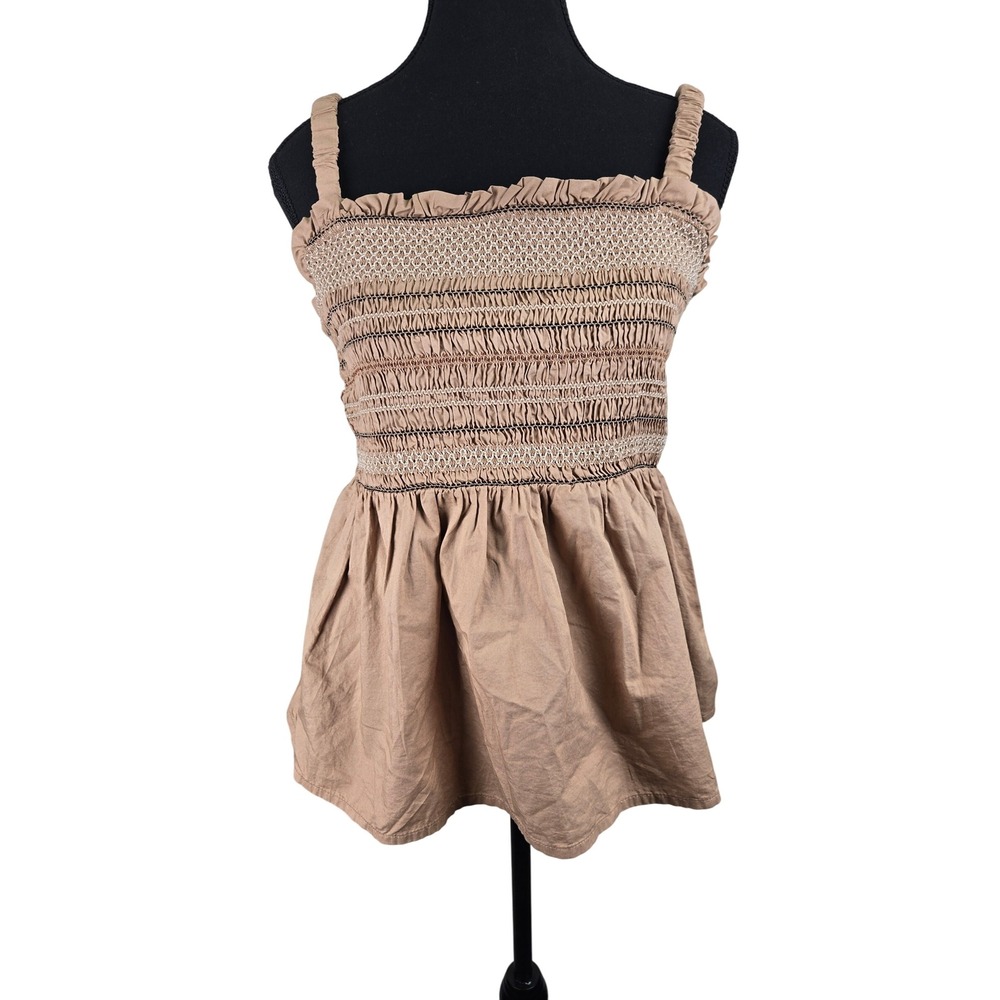 NWT Old Navy Womens Cropped Tank‎ Top Large Smocked Western Bohemian Cottagecore
